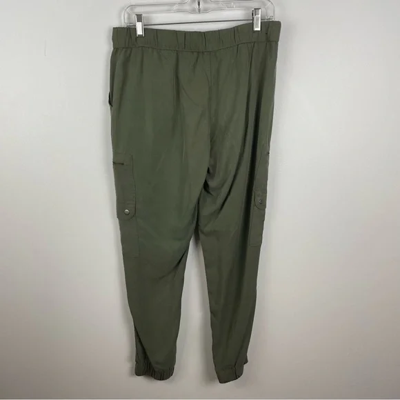 Banana Republic Green Pants Stretch Elastic Waist Pockets Zipper Comfort Size S - Picture 2 of 6